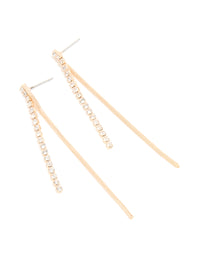 Gold Diamante Cup Chain & Snake Chain Drop Earrings - link has visual effect only