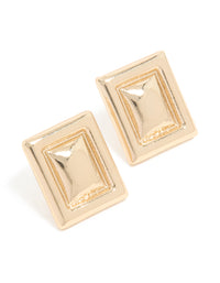 Gold Border Square Stud Earrings - link has visual effect only
