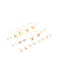 Gold Fruit Earrings 12-Pack - link has visual effect only