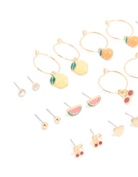 Gold Fruit Earrings 12-Pack - link has visual effect only
