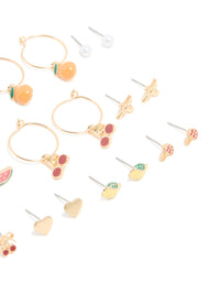 Gold Fruit Earrings 12-Pack - link has visual effect only