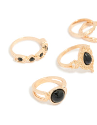 Gold Black Stone Twisted Vintage Evil Eye Rings 6-Pack - link has visual effect only