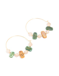 Gold Genuine Shell & Beaded Alternating Hoop Earrings - link has visual effect only