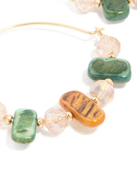 Gold Genuine Shell & Beaded Alternating Hoop Earrings - link has visual effect only