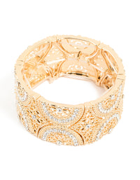 Gold Diamante Filigree Stretch Bracelet - link has visual effect only