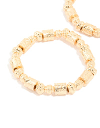 Gold Bead Mixed Shapes Stretch Bracelets 2-Pack - link has visual effect only