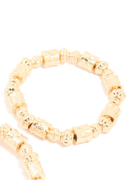 Gold Bead Mixed Shapes Stretch Bracelets 2-Pack - link has visual effect only
