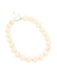 Gold Neutral Marble Beaded Necklace - link has visual effect only