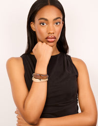 Brown Acrylic & Gold Wrist Cuffs 2-Pack - link has visual effect only