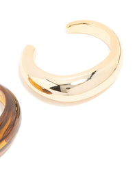 Brown Acrylic & Gold Wrist Cuffs 2-Pack - link has visual effect only