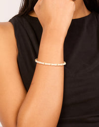 Waterproof Gold Plated Stainless Steel Bamboo White Enamel Bangle - link has visual effect only
