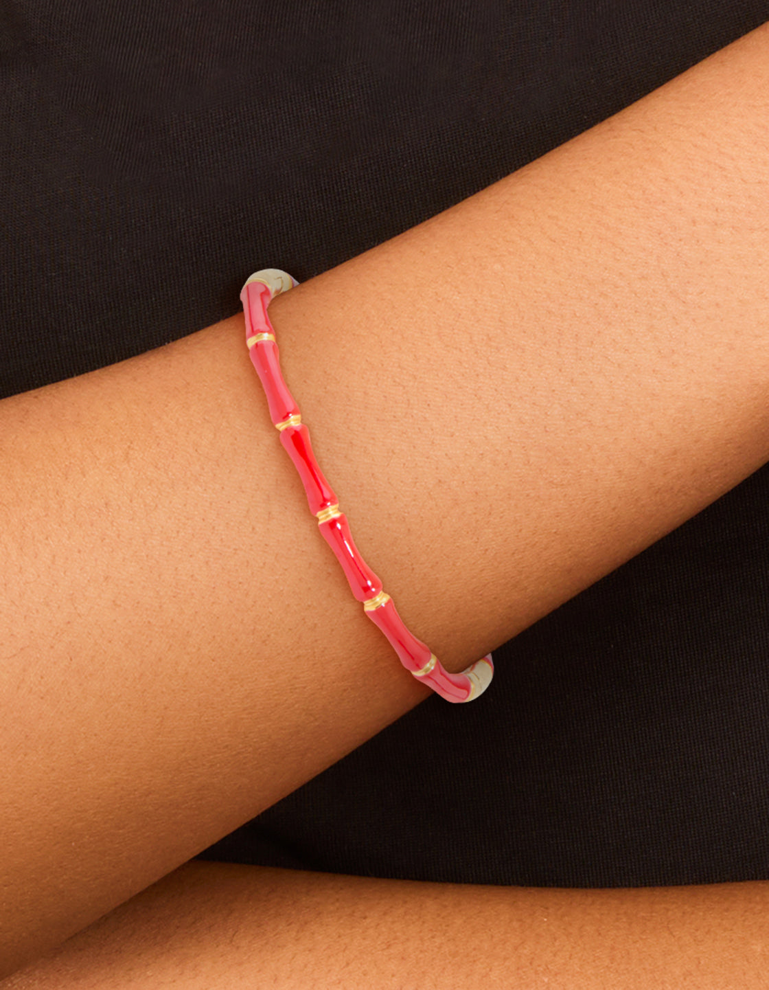 Waterproof Gold Plated Stainless Steel Red Bamboo Bangle