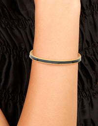 Waterproof Gold Plated Stainless Steel Thick Black Enamel Hinged Bangle - link has visual effect only