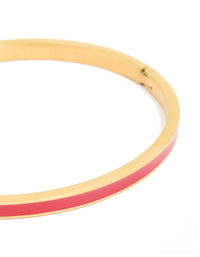 Waterproof Gold Plated Stainless Steel Thin Red Enamel Hinged Bangle - link has visual effect only