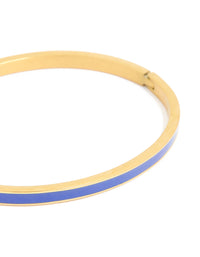 Waterproof Gold Plated Stainless Steel Thin Blue Enamel Hinged Bangle - link has visual effect only