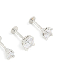 Titanium Cubic Zirconia Flat Back Studs 3-Pack - link has visual effect only