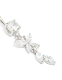 Surgical Steel Cubic Zirconia Butterfly & Leaf Drop Belly Bar - link has visual effect only