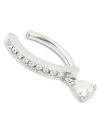 Surgical Steel Cubic Zirconia Curved Drop Belly Ring - link has visual effect only