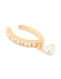 Gold Plated Cubic Zirconia Curved Drop Belly Ring - link has visual effect only