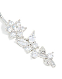 Surgical Steel Cubic Zirconia Large Flower Vine Drop Belly Bar - link has visual effect only