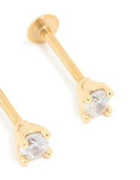 Gold Plated Surgical Steel Cubic Zirconia Flat Back Studs 3 MM - link has visual effect only