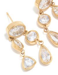 Waterproof Gold Plated Stainless Steel Cubic Zirconia Organic Drop Earrings - link has visual effect only