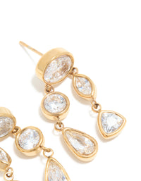 Waterproof Gold Plated Stainless Steel Cubic Zirconia Organic Drop Earrings - link has visual effect only