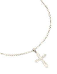 Waterproof Stainless Steel Pavé Cubic Zirconia Cross Necklace - link has visual effect only