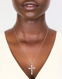 Waterproof Stainless Steel Multi Cubic Zirconia Large Cross Necklace - link has visual effect only