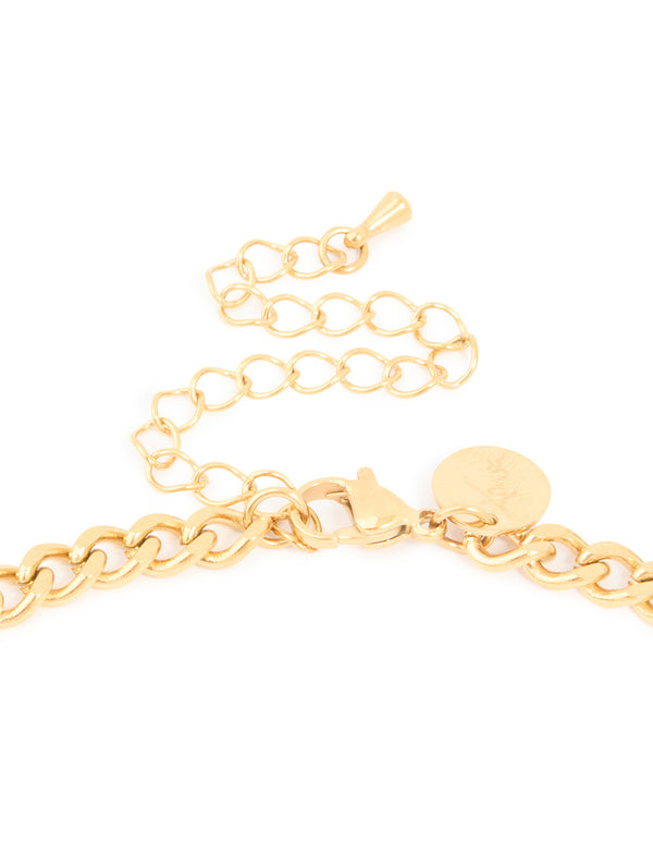 Waterproof Gold Plated Stainless Steel Smooth Plain Cross Necklace