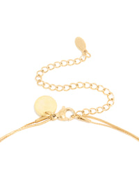 Waterproof Gold Plated Stainless Steel Curved Bar & Chain Layered Necklace - link has visual effect only
