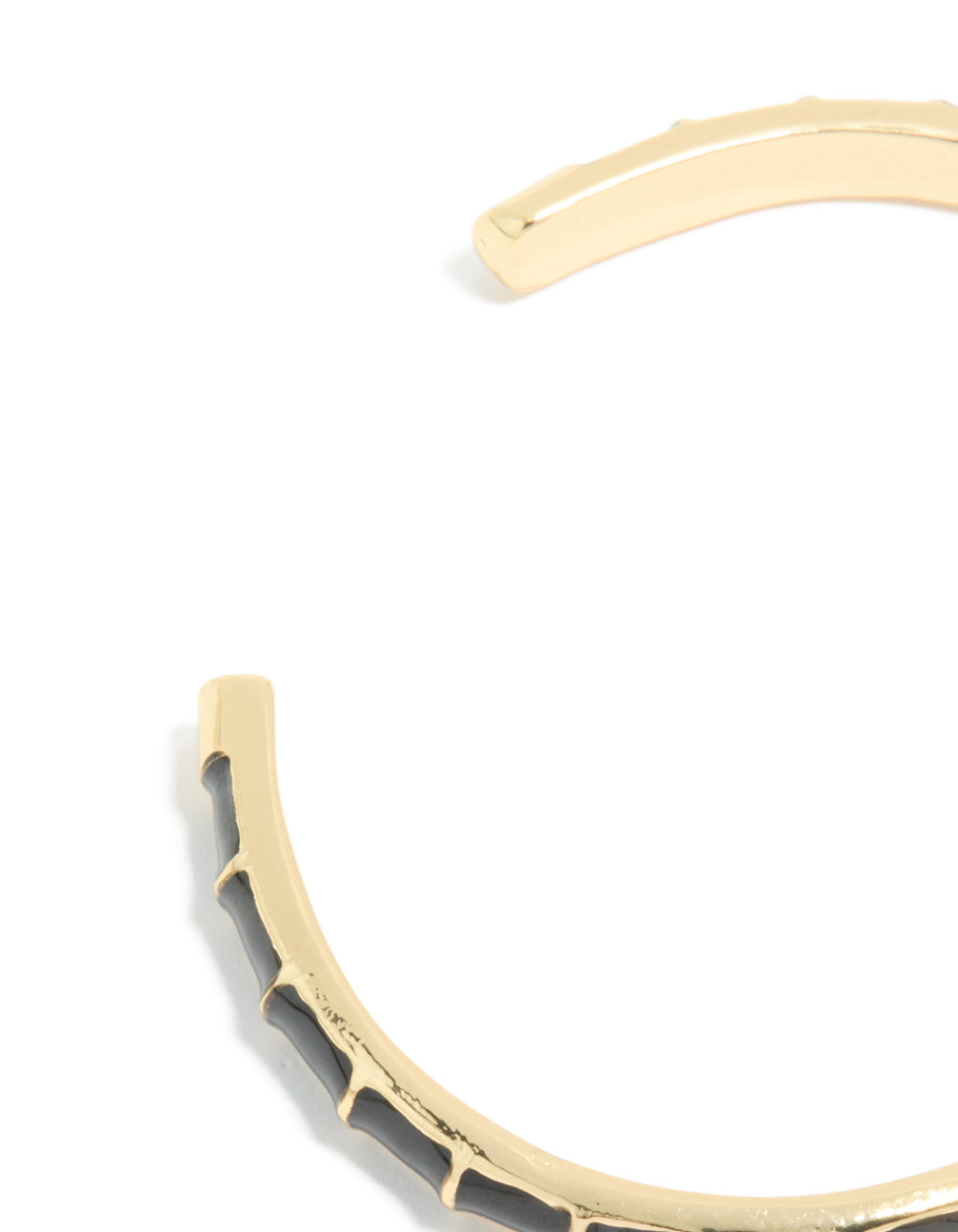 Waterproof Gold Plated Stainless Steel Black Enamel Bamboo Wrist Cuff
