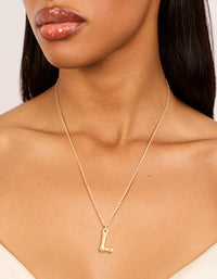 Waterproof Gold Plated Stainless Steel Bamboo Letter L Necklace - link has visual effect only