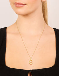 Waterproof Gold Plated Stainless Steel Bamboo Letter S Necklace - link has visual effect only