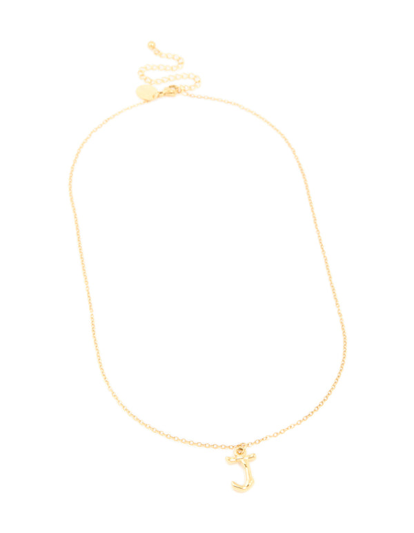 Waterproof Gold Plated Stainless Steel Bamboo Letter J Necklace