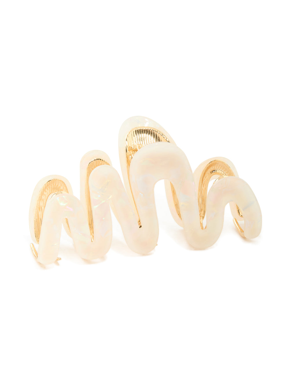 Crafted with pearl accents in gold and ivory claw clip side view