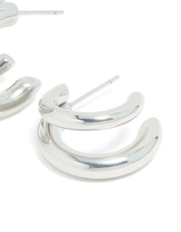 Waterproof Stainless Steel Double Illusion Open Hoop Earrings - link has visual effect only
