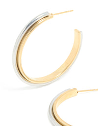 Waterproof Mixed Metal Plated Stainless Steel Large Illusion Hoop Earrings - link has visual effect only