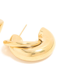 Waterproof Gold Plated Stainless Steel Medium Illusion Hoop Earrings - link has visual effect only