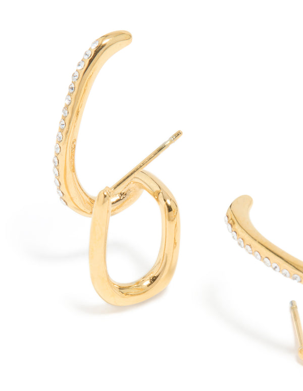 Waterproof Gold Plated Stainless Steel Conch Illusion Hoop Earrings