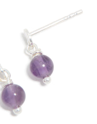 Sterling Silver Amethyst Semi-Precious Stone Drop Earrings - link has visual effect only