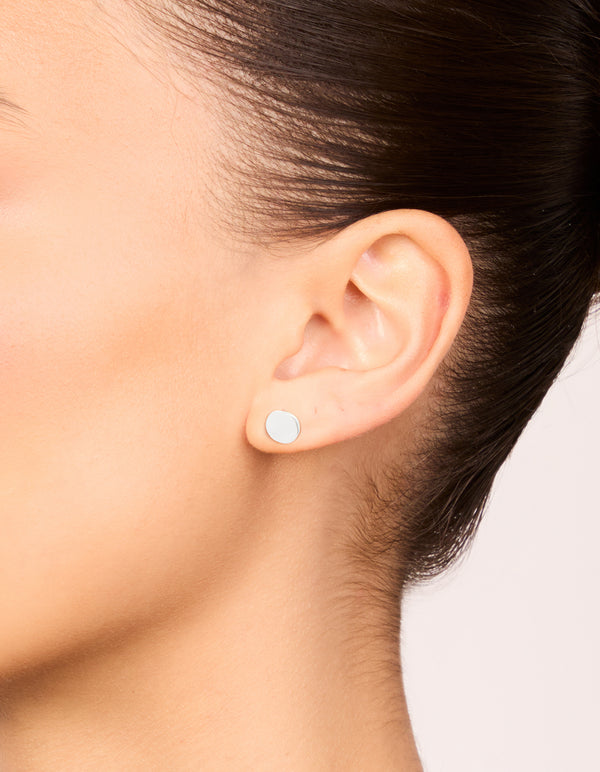Sterling Silver Hammered Round Stud Earrings