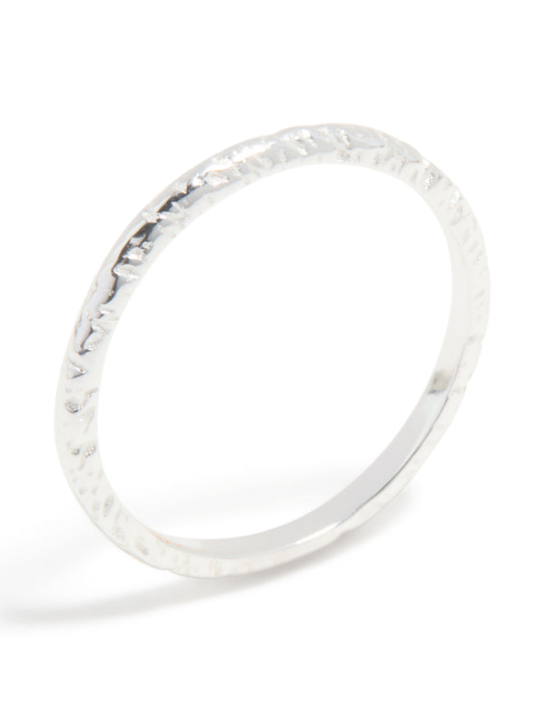 Designed with sterling silver, this molten ring in side detail view