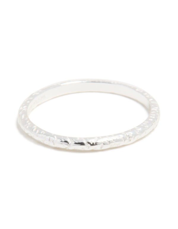 Showcasing a sterling silver molten ring front view