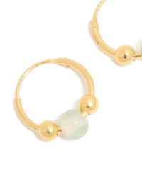 Gold Plated Sterling Silver Green Semi-Precious Stone Hoop Earrings - link has visual effect only
