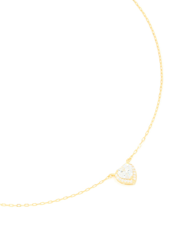 Sterling Silver Cubic Zirconia Halo Heart Necklace