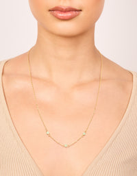 Gold Plated Sterling Silver Green Semi Precious Stone Station Necklace - link has visual effect only