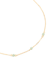 Gold Plated Sterling Silver Green Semi Precious Stone Station Necklace - link has visual effect only