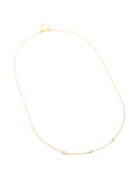 Gold Plated Sterling Silver Green Semi Precious Stone Station Necklace - link has visual effect only