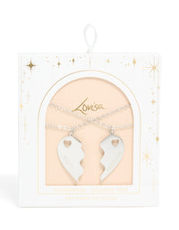 Waterproof Stainless Steel Best Friends Heart Necklaces 2-Pack - link has visual effect only